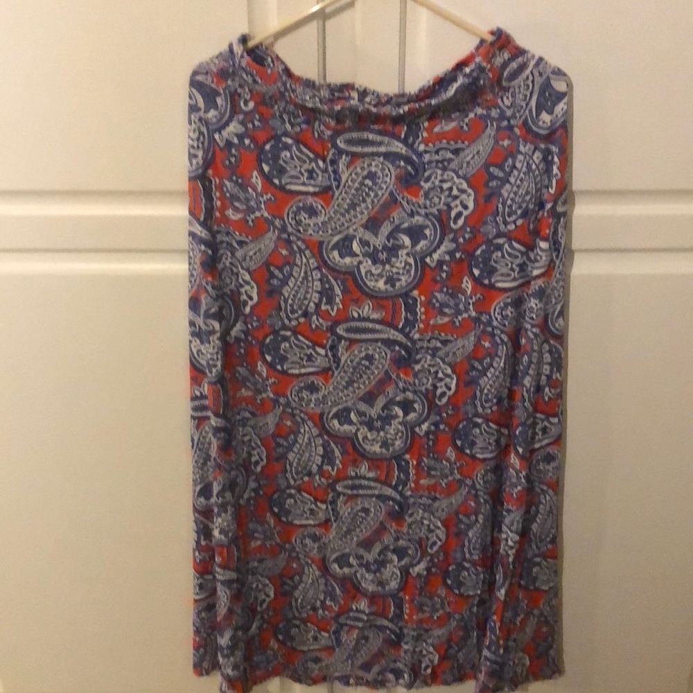 Paisley maxi skirt in denim blue and orange size L